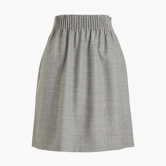 J. Crew Grey Fleck Tweed Wool Blend Paper Bag Waist Mini Skirt Size 6 EUC - Picture 2 of 10